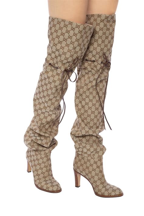 gucci boots white laces|Gucci thigh high boots sale.